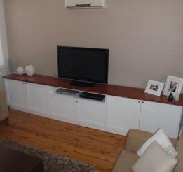 Tv Cabinet With Routed Profile Doors And Veneer Top