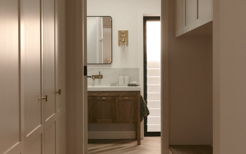 beautiful white shaker style cabinetry for your mud room